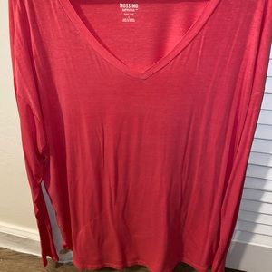 Hot Pink Long Sleeve V-Neck